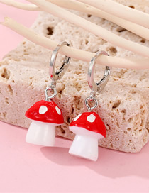 Fashion Red Mushroom Resin Three-dimensional Mushroom Earrings