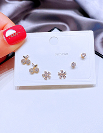 Fashion Gold Copper Inlaid Zirconium Cherry Snowflake Earrings Set