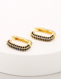 Fashion Navy Blue Brass Inset Zirconium Square Earrings