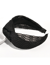 Fashion Black Hollow Lace Knotted Fabric Wide Brim Headband
