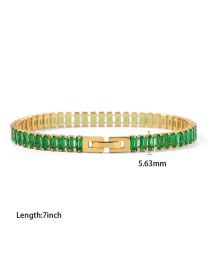 Fashion Green Titanium Steel Set With Zirconium Claw Chain Bracelet