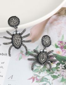 Fashion Black Alloy Diamond Spider Earrings