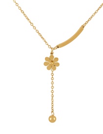 Fashion Gold Titanium Flower Beads Pendant Necklace  Titanium Steel
