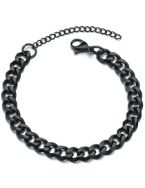Fashion Black 7mm18cm Polished Six-sided Titanium Steel Cuban Chain Thick Chain Bracelet