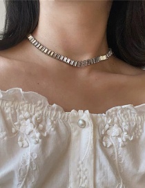 Fashion Silver Micro-set Zircon Bar Diamond Stitching Necklace