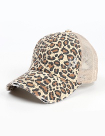 Fashion Brown Leopard Print Open Mesh Baseball Cap