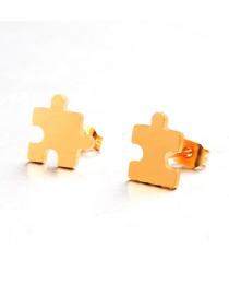 Fashion Jigsaw-golden Stainless Steel Geometric Shape Ear Studs
