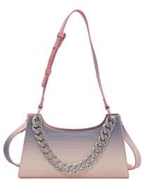 Fashion Pink Blue Stone Grain Rainbow Gradient Thick Chain Shoulder Bag