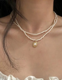 Fashion 16# Geometric Chain Pearl Necklace