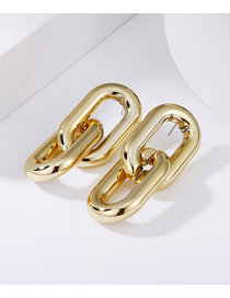 Fashion Square Double Ring Metal Chain Twisted Multi-layer Twist Earrings