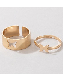Fashion Butterfly Gold Color Hollow Butterfly Ring Set