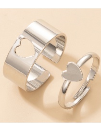 Fashion Love Silver Color Hollow Love Ring Set