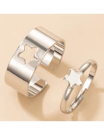 Fashion Five-pointed Star Silver Color Hollow Five-pointed Star Ring Set