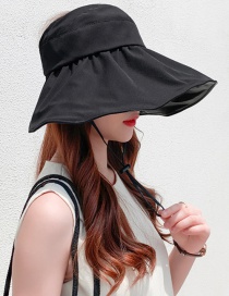 Fashion Black Vinyl Big Brim Empty Top Hat Large-brimmed Black Rubber Sunshade Sun Hat