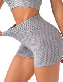 Fashion Gray Honeycomb High Waist Yoga Shorts