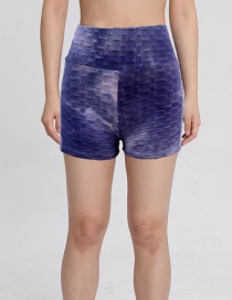 Fashion Purple Tie-dye Pocket High Waist Yoga Shorts