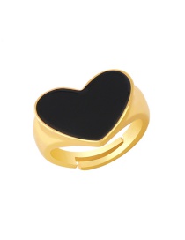 Fashion Black Drop Oil Big Love Open Ring
