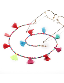 Fashion Color Mixed Color Tassel Rice Beads Eyeglass Chain
