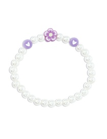 Fashion Purple Clay Flower Pearl Beaded Bracelet