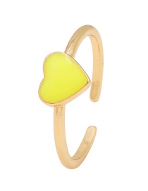 Fashion Yellow Copper Drop Oil Love Heart Ring