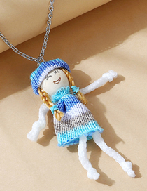 Fashion Blue Thread-knitted Doll Chain Pendant
