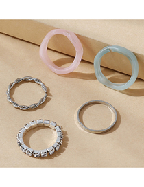 Fashion Color Resin Rhinestone Geometric Ring Set