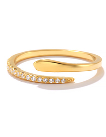 Fashion Gold-white Diamond Metal Diamond Snake Open Ring