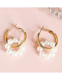 Fashion Golden Pearl Ear Ring Stainless Steel Pearl Ear Ring