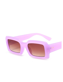 Fashion Jelly Purple Graduate Tea Skin Pc Square Frame Sunglasses