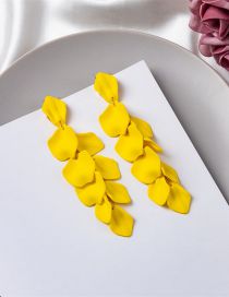 Fashion Yellow Acrylic Spray Paint Petals Flowing Sprinter Earrings