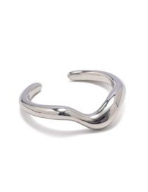 Fashion Silver Titanium Steel Geometric Wavy Opening Ring