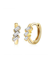 Fashion 2# Copper Inlaid Geometric Round Ear Ring