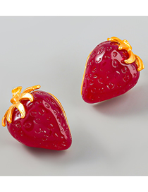 Fashion Strawberry Alloy Resin Strawberry Stud Earrings