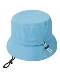 Fashion #2 Blue Solid Color Drawstring Bucket Hat