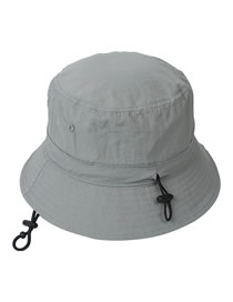 Fashion #4 Light Gray Solid Color Drawstring Bucket Hat