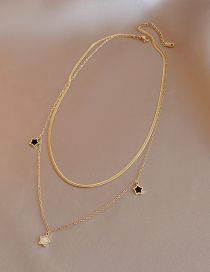 Fashion Necklace Titanium Steel Pentagram Snake Chain Double Layer Necklace 