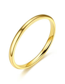 Fashion Gold-2mm Inner And Outer Balls Titanium Geometric Ring