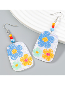 Fashion Color Printed Board Flower Pendant Earrings