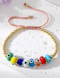 Fashion Colored Beads Copper Gold -plated Beaded Oil Eye Bracelet