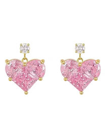 Fashion 1# Alloy Diamond Heart Earrings