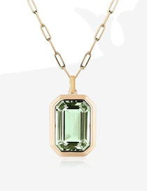 Fashion Green Titanium Square Diamond Necklace