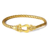 Fashion Gold Rope (gold Head) Female Models Brass And Diamond Horseshoe Cord Bracelet