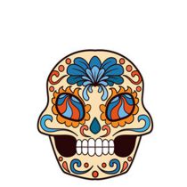 Etiqueta Engomada De La Cara Del Tatuaje Del Cráneo Impreso En Color