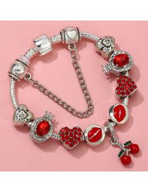 Fashion Twenty One# Alloy Diamond Heart Cherry Multi-element Bracelet