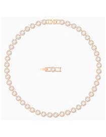 Fashion Rose Gold White Diamond Necklace 1:1 Alloy Round Button Diamond Necklace