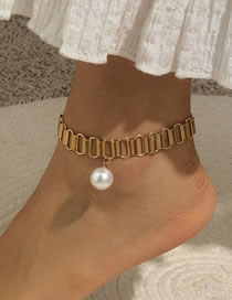 Fashion 3# Geometric Pearl Cutout Chain Anklet