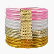 Fashion Pinkish White Light Gold Pvc Silicone Tube Gold Powder Round Bracelet