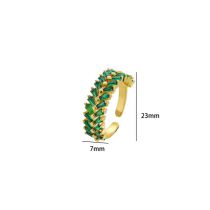 Fashion Golden Green Zirconia Titanium Steel Diamond Geometric Wheat Ear Ring