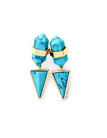 Fashion Blue Stone Decorated Triangle Shape Design