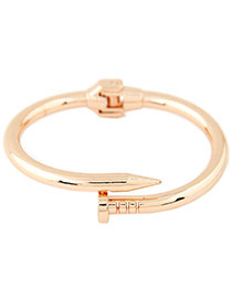 Exaggerated Rose Gold Color Pure Color Decorated Nail Shape Design Bracelet